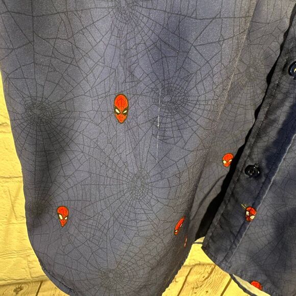 RSVLTS Marvel Spider-Man Shirt Medium Button Up Blue Short Sleeve Spidey Kunufle - Picture 4 of 11
